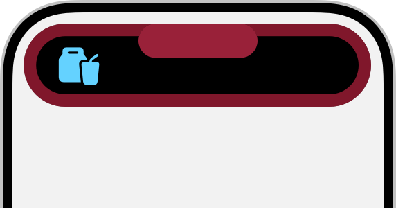 An illustration that shows how a Live Activity places an icon too far from the edge of the Dynamic Island.