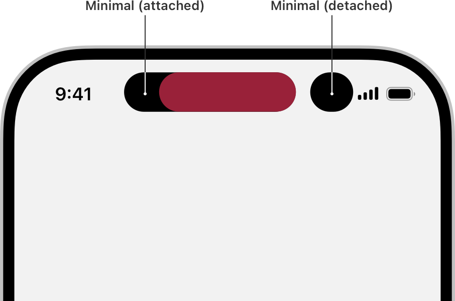 An illustration that shows the minimal presentation in the Dynamic Island.