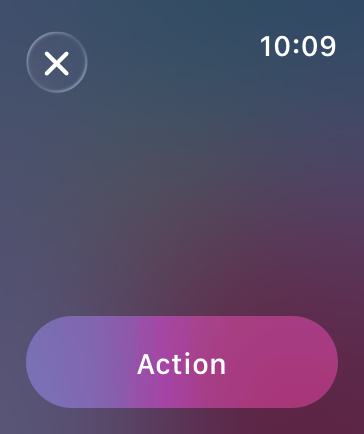 A screenshot of a sheet with a primary Action button and a default cancel button on Apple Watch.