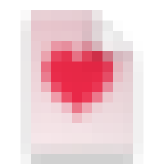 Pixelated image of the heart document icon, in which only the blurry heart shape is visible.